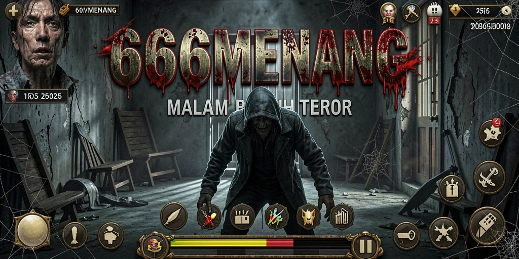 Screenshot 666MENANG menampilkan ketegangan gameplay Horror yang mendebarkan.