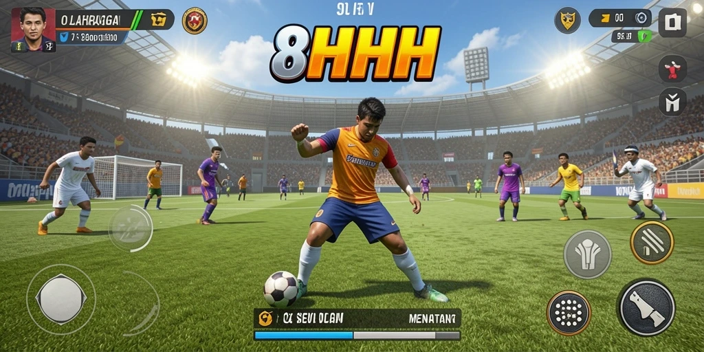 Screenshot gameplay 8HHH menampilkan aksi olahraga yang dinamis.