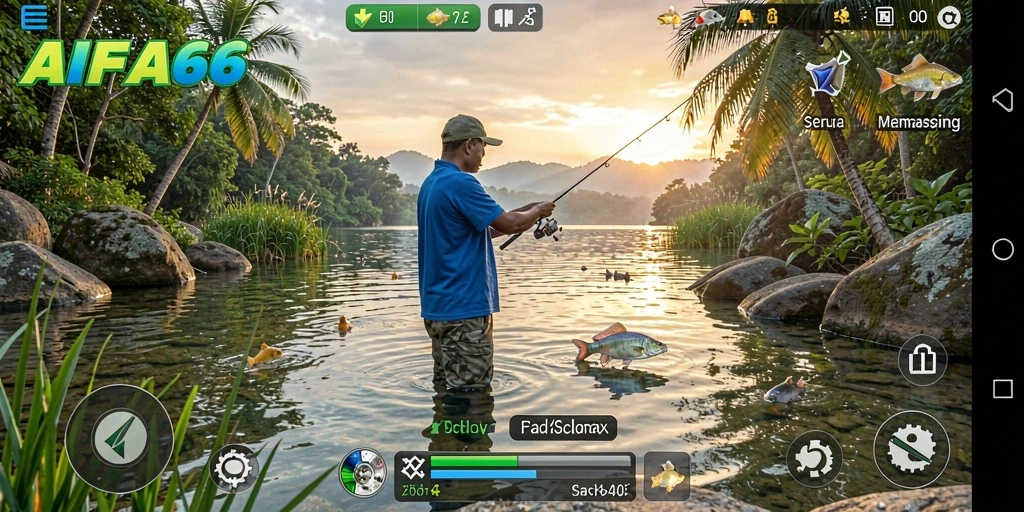 Screenshot AIFA66 menampilkan gameplay memancing yang seru dan realistis.