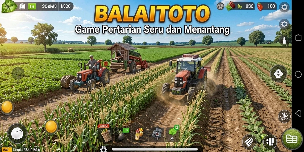 Screenshot BALAITOTO menunjukkan ladang yang subur dengan berbagai tanaman.