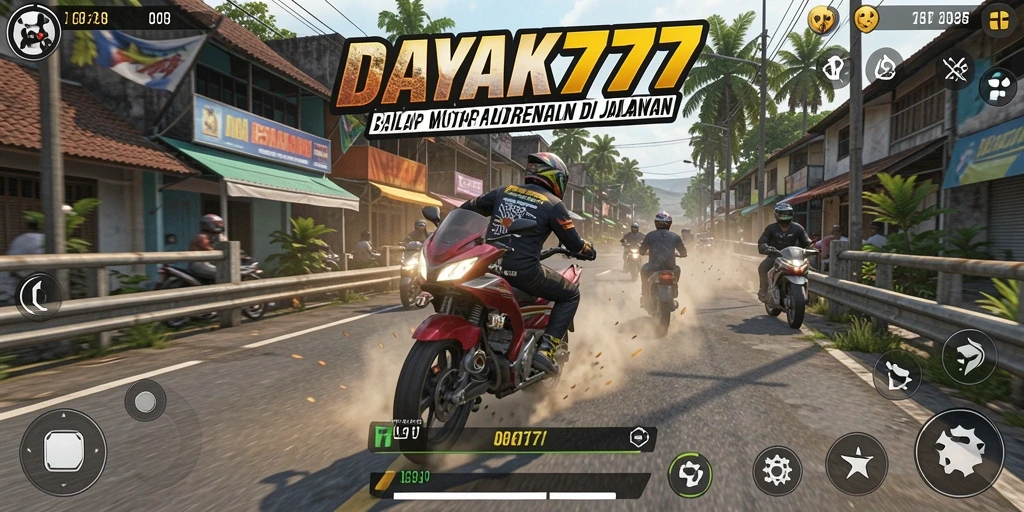Tampilan gameplay balap motor yang mendebarkan dan penuh aksi.