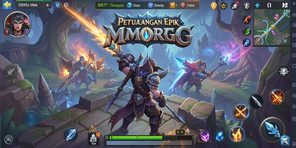 Tangkapan layar utama dari IDR77 menampilkan aksi seru dalam pertempuran MMORPG.