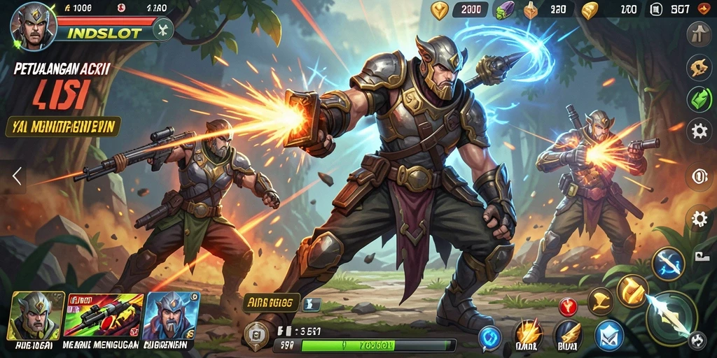 Screenshot gameplay INDSLOT menunjukkan pertempuran yang intens dan mendebarkan.