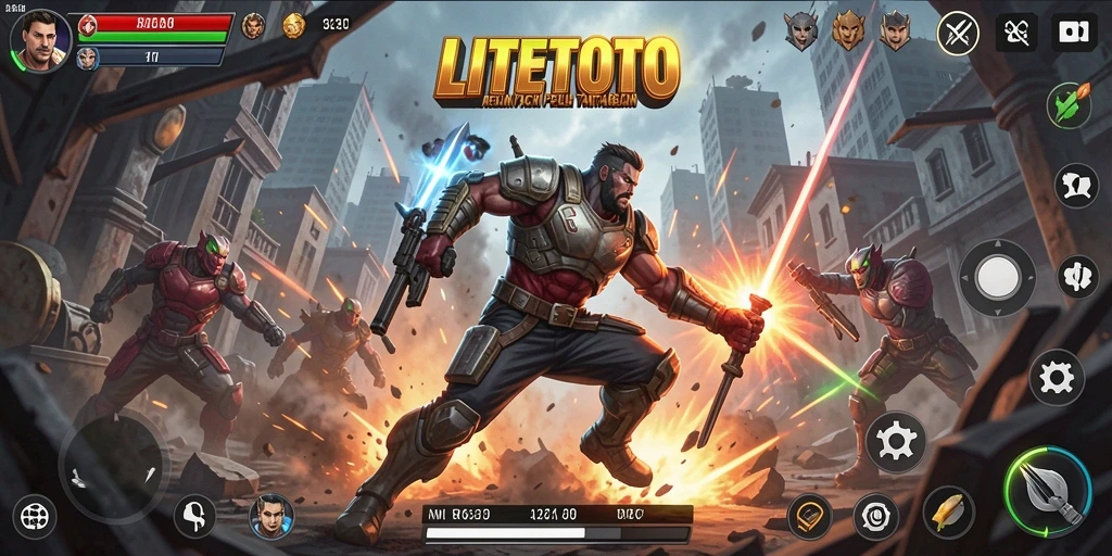 Screenshot LITETOTO menampilkan aksi mendebarkan dan pertarungan intens.