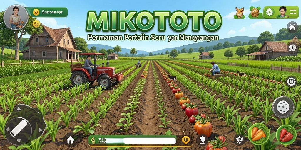 Tampilan gameplay seru di MIKOTOTO saat panen hasil pertanian.