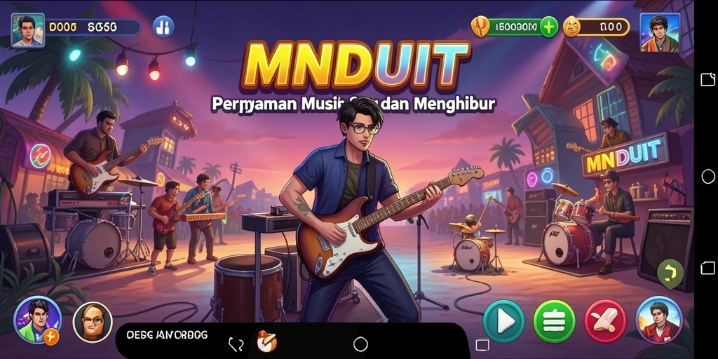 Tampilan gameplay MNDUIT yang menampilkan aksi musik yang menarik.
