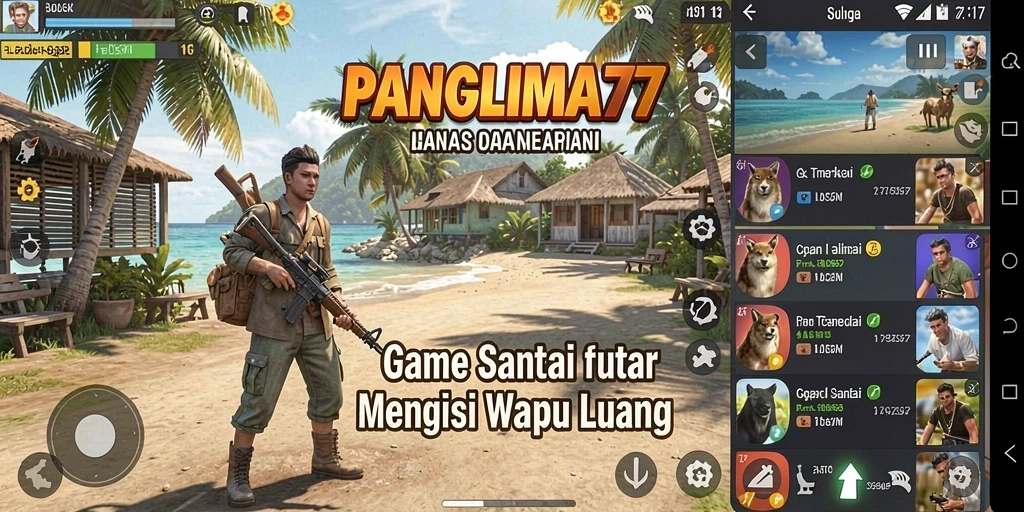 Tampilan gameplay menarik dari PANGLIMA77 yang penuh warna.