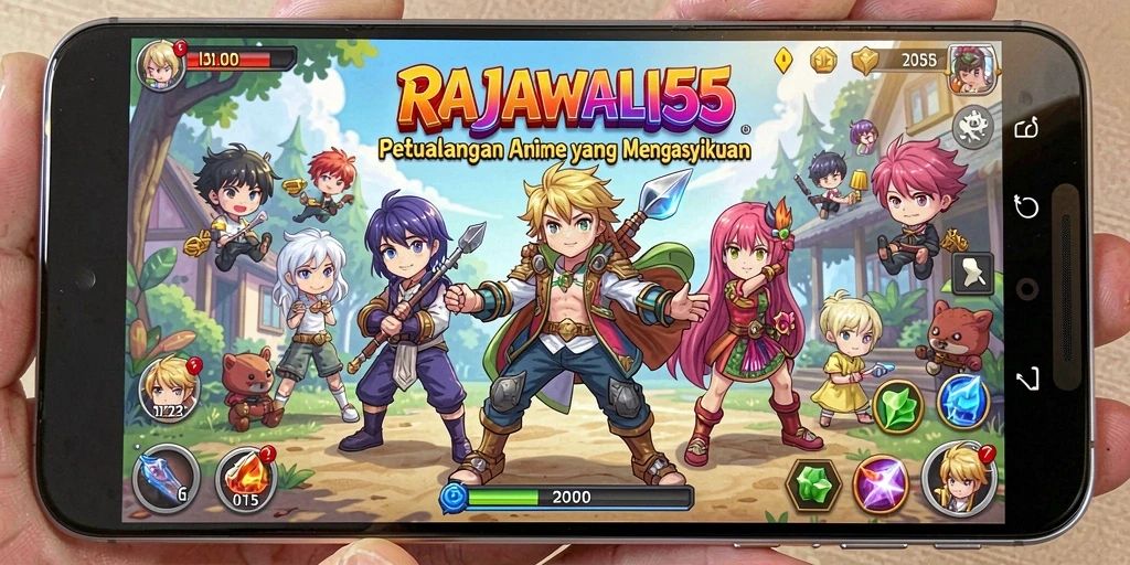 Tampilan gameplay menakjubkan dari RAJAWALI55 dengan karakter anime ikonik.