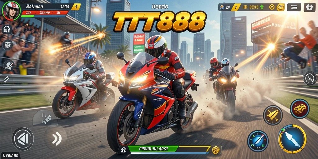 Gameplay seru dalam balapan motor yang mendebarkan.