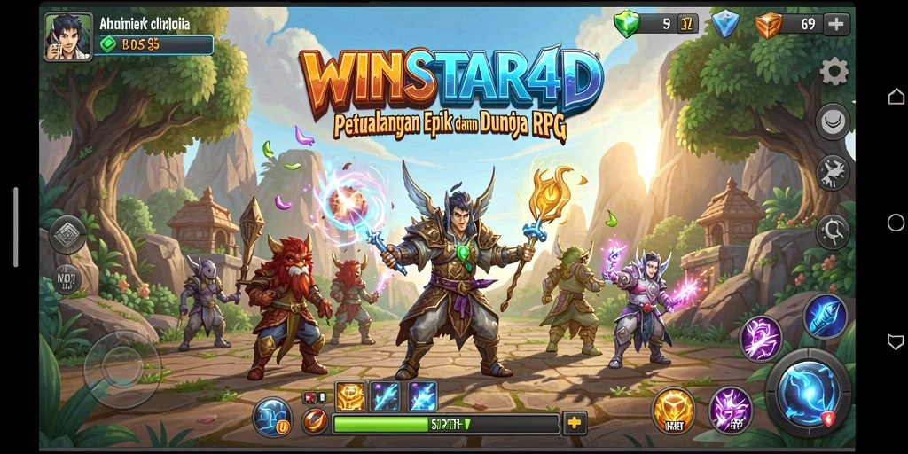 Screenshot gameplay WINSTAR4D menunjukkan aksi pertarungan yang mendebarkan.