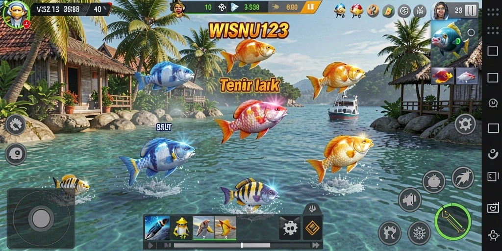 Tampilan gameplay seru dari game Tembak Ikan WISNU123.