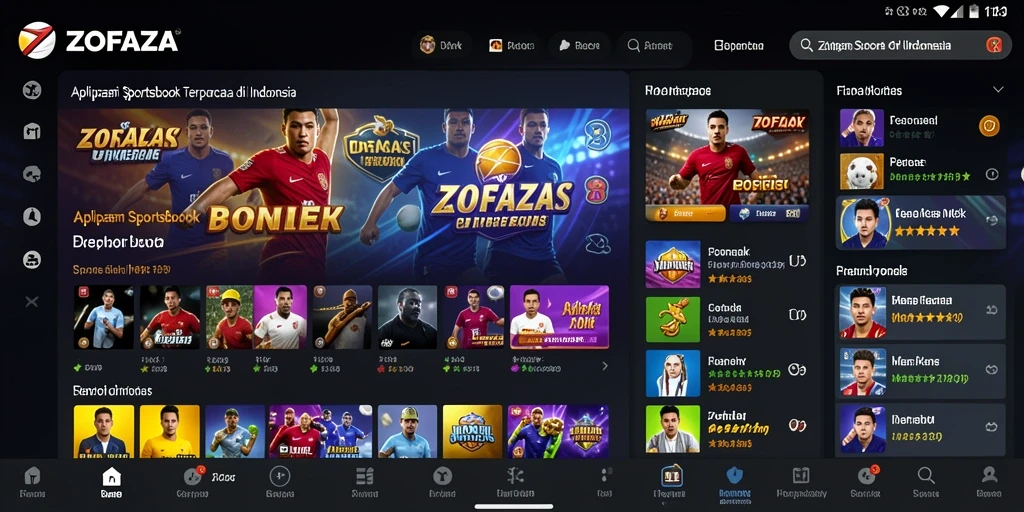 Tampilan gameplay ZOFAZA saat memasang taruhan olahraga.
